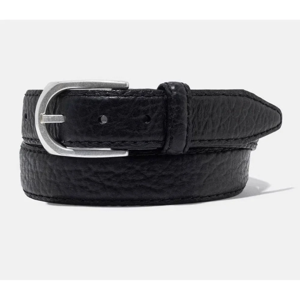 Black Shrunken Bison Leather Belt Quality USA Handcrafted Western Casual XL‎ 40